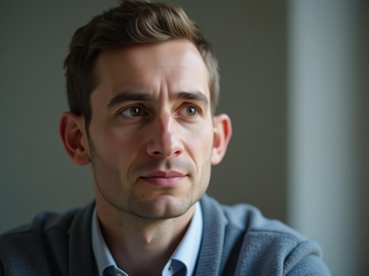 A person listening attentively with a hearing aid alternative.