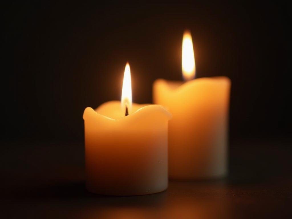 Electric Shabbat candles next to traditional wax candles, symbolizing the intersection of technology and tradition.