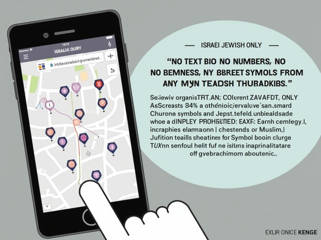 A smartphone displaying a map with synagogues marked, symbolizing the convenience of finding a minyan using an app.