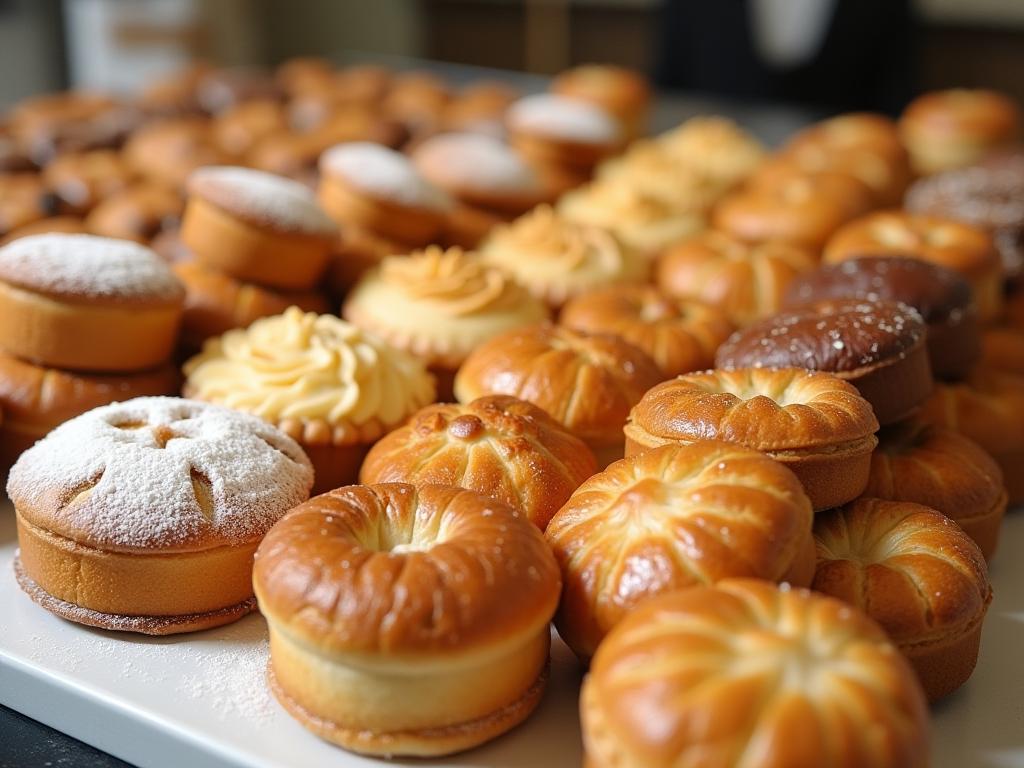 Selection of kosher cakes and pastries.