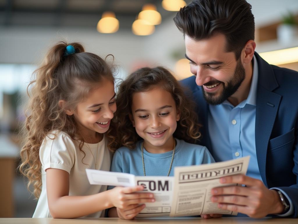 An image showing a family shopping wisely using coupons and discounts.