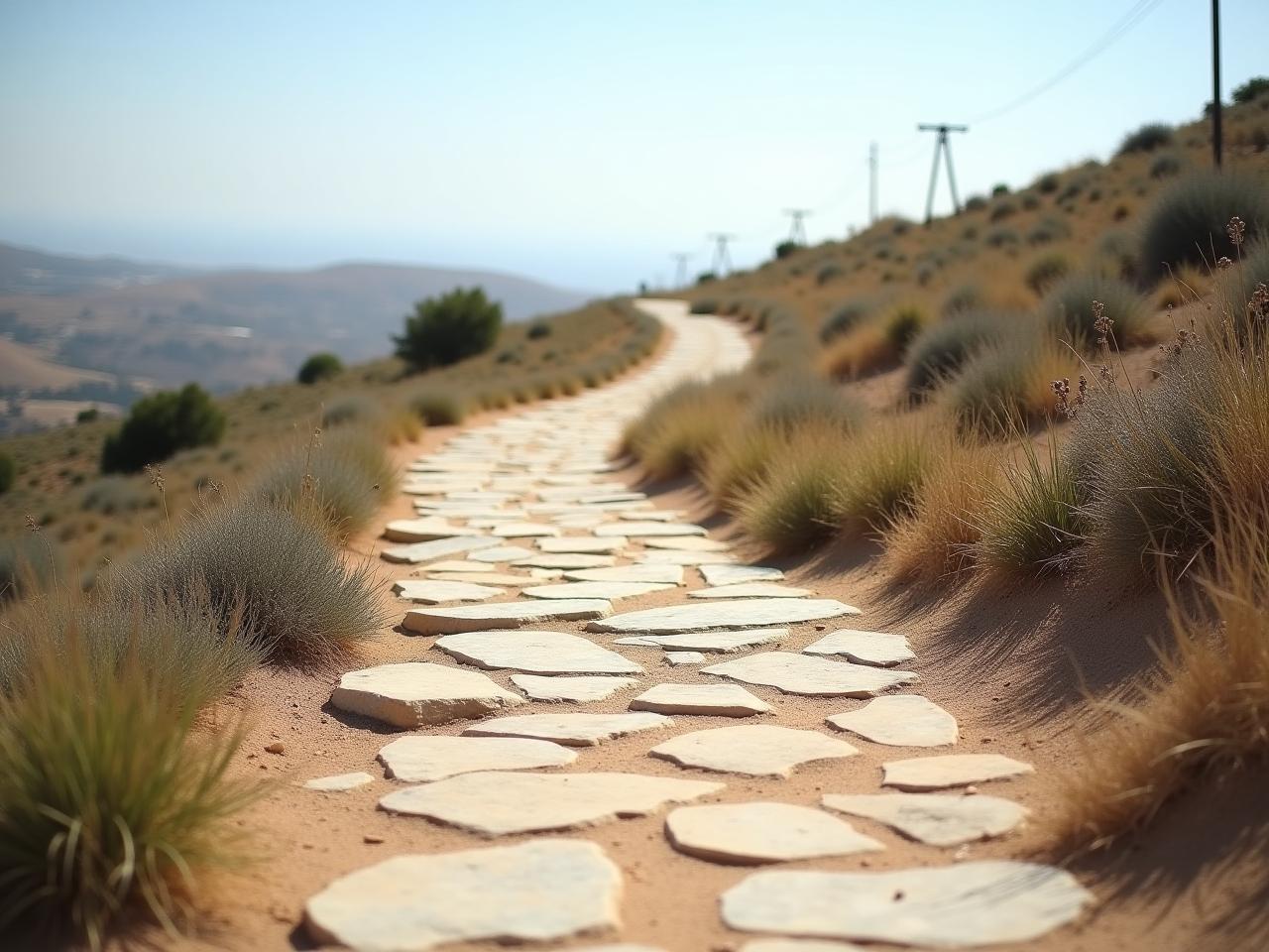 A stone path winding through a hilly landscape in Israel.