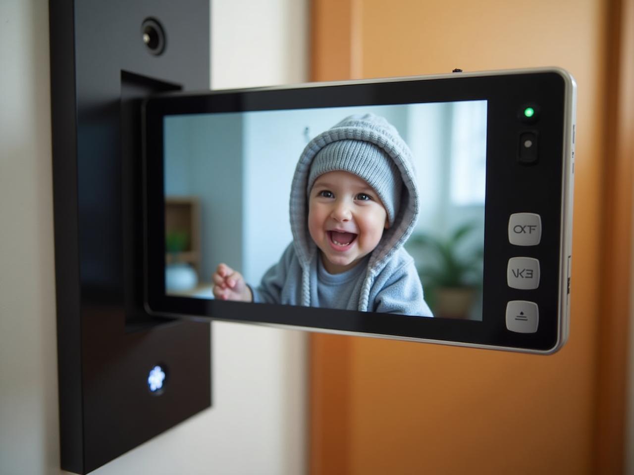 A family using a video intercom system while adhering to Jewish law, with a focus on privacy and Shabbat observance.