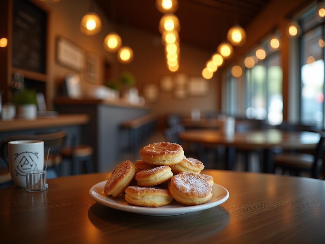 A cozy cafe with a variety of kosher pastries and coffee.