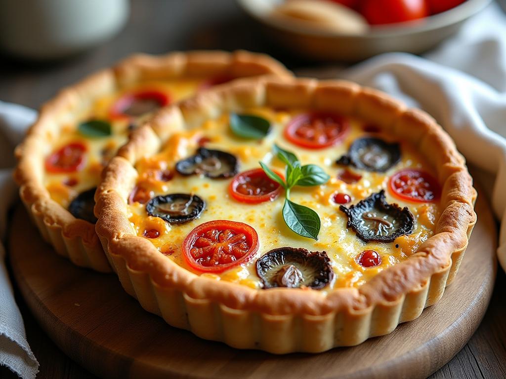 Three delicious quiches for Shabbat summer: Balkan quiche, Cherry tomato quiche and Mushroom quiche